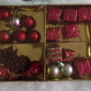 Festive Red and Silver Holiday Ornament Set